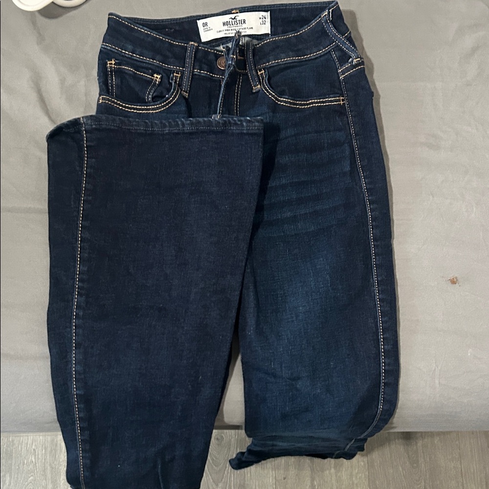 Hollister Women's Deep Indigo Straight Leg Jeans